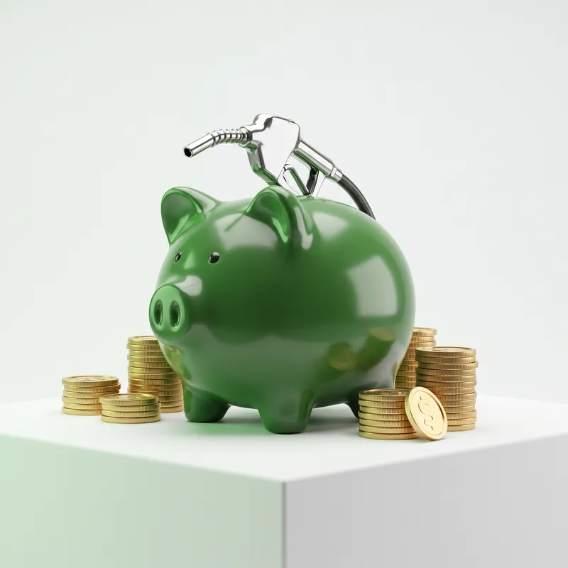 Cofrinho ilustrando a economia de dinheiro obtida ao abastecer com desconto